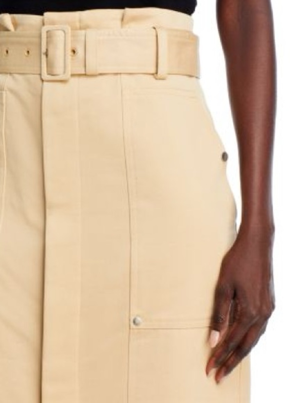 NWT A.L.C. Belted Cotton-Twill Midi Skirt in Latte Size 8 - Picture 8 of 16